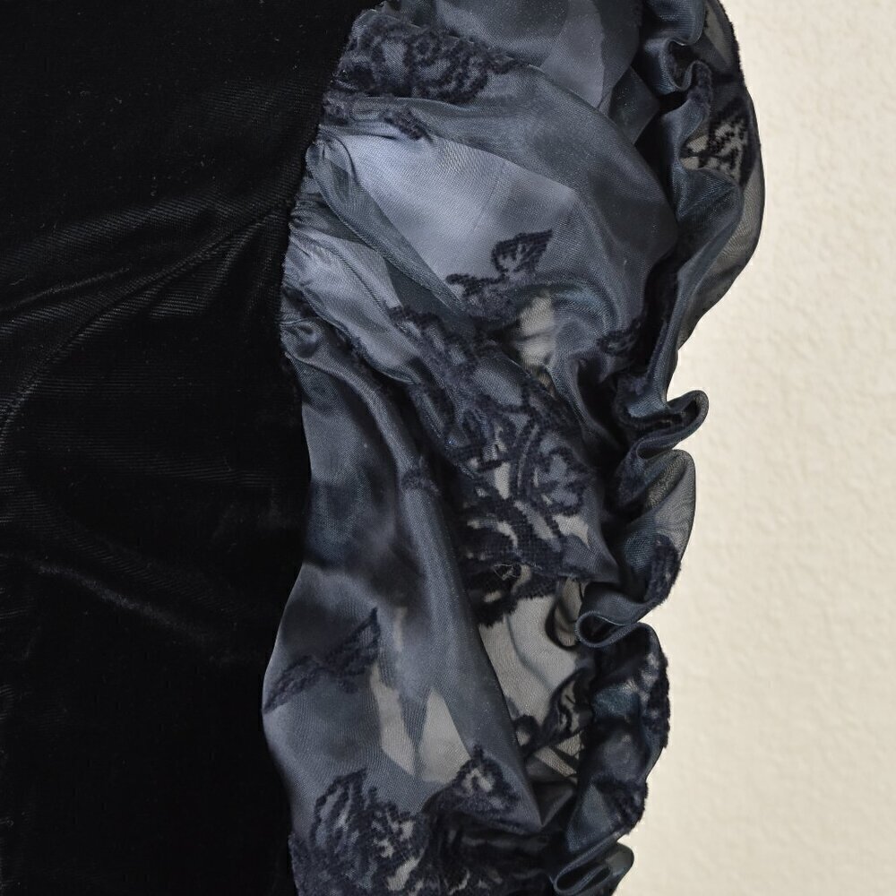 Vintage 80s 90s Black Velvet Dress - Picture 4 of 10